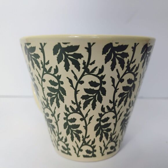 Vtg Roscher Ambiance Coffee Mugs Stoneware Green Cream Floral Leaves Cups - Picture 11 of 12